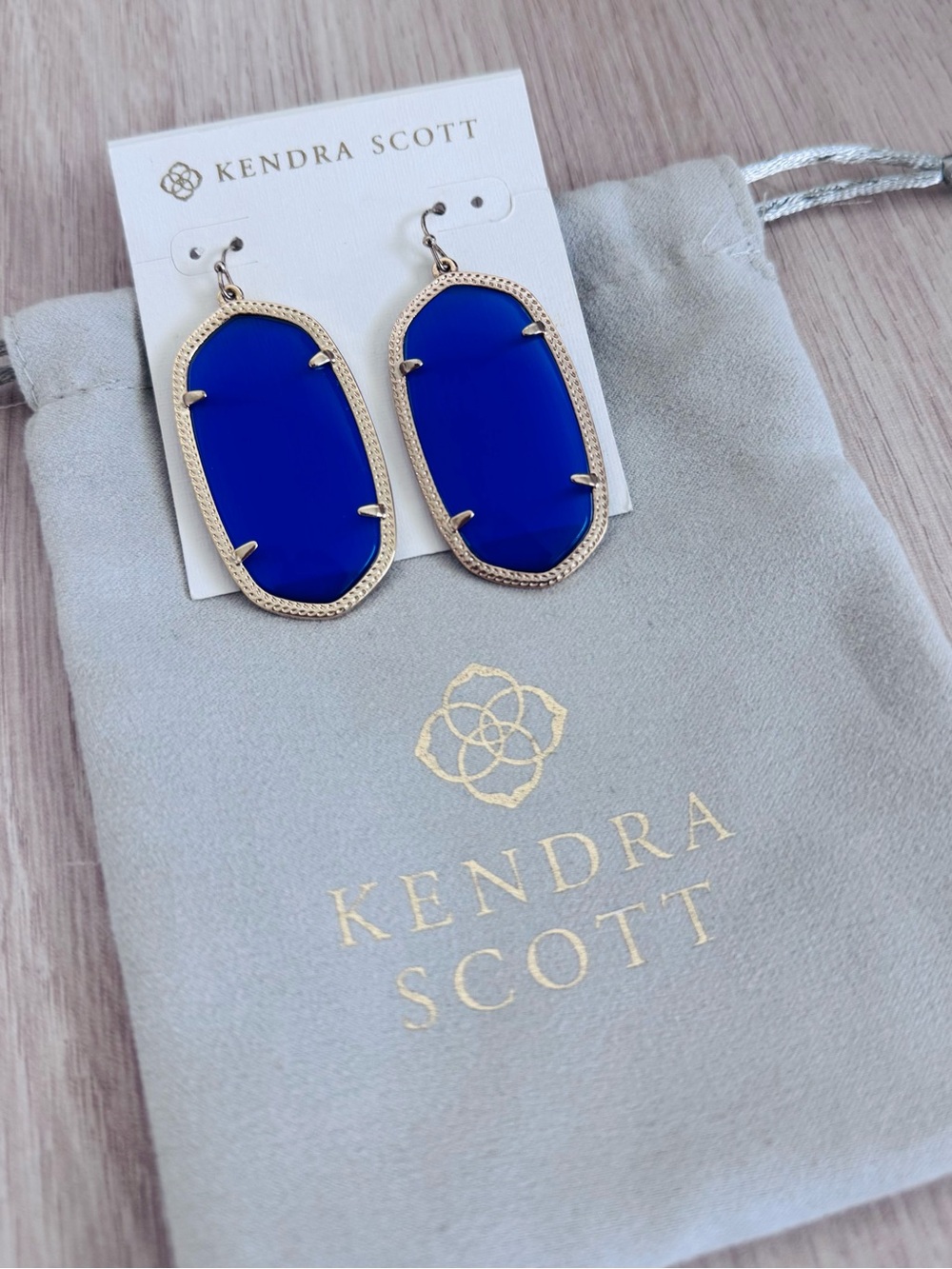 Kendra Scott Danielle Drop Earrings - Cobalt Blue and Gold